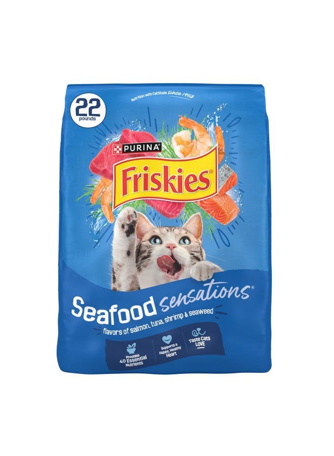 Friskies طعام جاف للقطط من بوريانا فريسكيز بنكهة المأكولات البحرية مع نكهات السلمون والتونة والجمبري - 22 رطل. - Image 1
